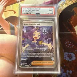 Acerola's Mischief 165/132 Me01: Mega Evolution Holo PSA Mint 9 Graded Pokemon - Image 1