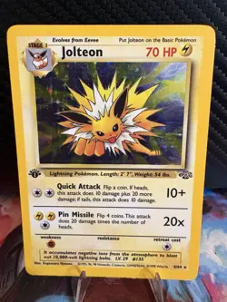 Jolteon 1st Edition Holo 4/64 Jungle WOTC 1999 Pokemon Card MP+ Vintage - Image 1