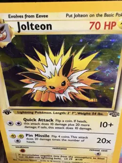 Jolteon 1st Edition Holo 4/64 Jungle WOTC 1999 Pokemon Card MP+ Vintage - Image 2