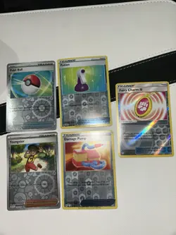 Pokemon Cards Reverse Holo 5 Lot Trainers Poke Ball Potion Fairy Charm Youngster - Image 1