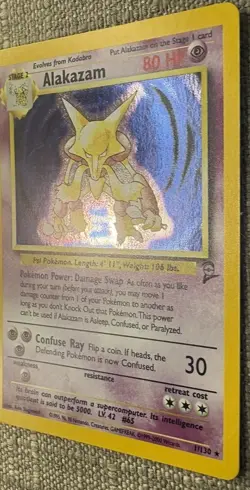 Alakazam 1/130 Base 2 Set Holo Unlimited Rare Pokemon Card TCG (LP) - Image 3