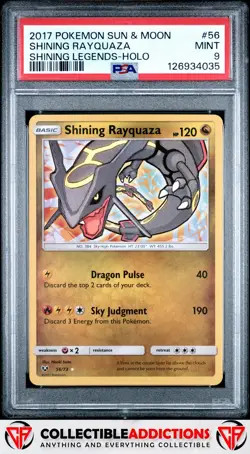 2017 Pokemon Sun & Moon Shining Legends #56 Shining Rayquaza PSA 9 - Image 1