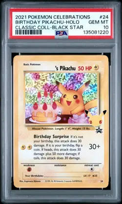 2021 POKEMON CELEBRATIONS CLASSIC COLL #24 BIRTHDAY PIKACHU-HOLO PSA 10 - Image 1