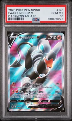 Pokemon Darkness Ablaze Full Art Houndoom V Ultra Rare 178/189 PSA 10 Gem - Image 1