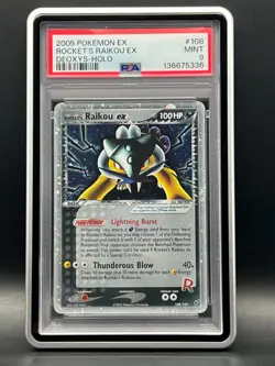 PSA Mint 9-Rocket's Raikou Ex 108/107 Secret Rare Holo-2005 Pokemon EX Deoxys - Image 1