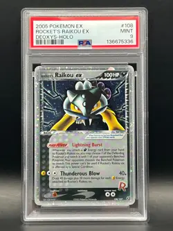 PSA Mint 9-Rocket's Raikou Ex 108/107 Secret Rare Holo-2005 Pokemon EX Deoxys - Image 2