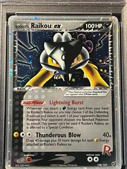 PSA Mint 9-Rocket's Raikou Ex 108/107 Secret Rare Holo-2005 Pokemon EX Deoxys - Image 4