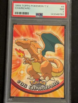 1999 TOPPS POKEMON TV CHARIZARD card # 06 PSA 7 Nm BLACK LABEL TCG - Image 1