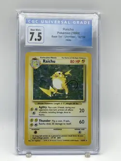 CGC 7.5 Raichu 1999 Base Set UNLIMITED 14/102 Holo Pokemon Card - Image 1