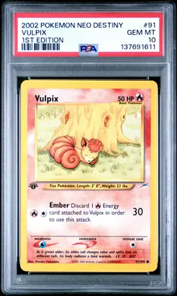 2002 POKEMON NEO DESTINY 1ST ED #91 VULPIX PSA 10 - Image 1