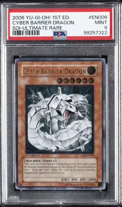 2006 YU-GI-OH! SOI-SHADOW OF INFINITY #EN006 CYBER BARRIER DRAGON PSA 9 - Image 1