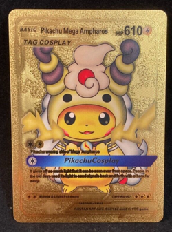 Pokemon - Pikachu Mega Ampharos - Tag Cosplay - Gold Foil - Fan Art - Card #007 - Image 1