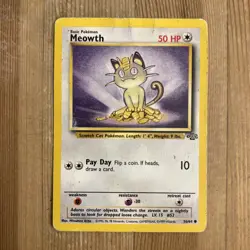 Meowth 56/64 - Jungle Pokemon TCG Card 1999 WOTC Vintage DMG - Image 1