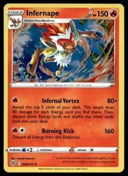 Infernape 26/172 Pokemon Card Brilliant Stars Rare Holo 150 HP Near Mint N37 - Image 1