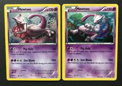 2 X Mewtwo XY PROMO XY100 XY101 RARE HOLO Shiny Pokemon Card Near Mint - Image 1