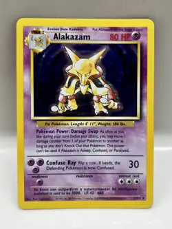 Pokemon TCG Alakazam Base Set 1/102 Holo Unlimited Holo Rare Card Vintage WOTC - Image 1