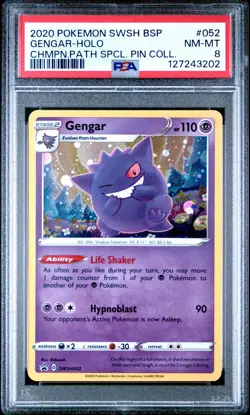 2020 POKEMON TCG GENGAR SWSH052 CHAMPION'S PATH BLACK STAR PROMO HOLO CARD PSA 8 - Image 1