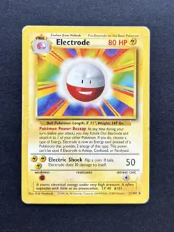 Pokemon TCG Electrode Base Set 21/102 Rare Non Holo Card MP - Image 1