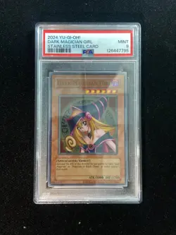 2024 Yu-Gi-Oh English Stainless Steel Card Dark Magician Girl PSA 9 XV90 - Image 1