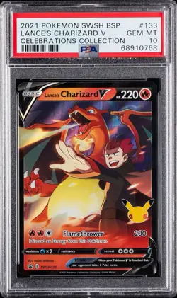 PSA 10 GEM MINT 2021 Pokemon Celebrations Lance’s Charizard V Promo Card SWSH133 - Image 1