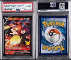 PSA 10 GEM MINT 2021 Pokemon Celebrations Lance’s Charizard V Promo Card SWSH133 - Image 3