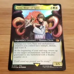 1x Yuna, Hope of Spira, Extended Art Foil, Magic the Gathering MTG LP Light Play - Image 1