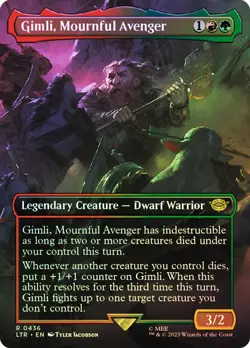 MTG GIMLI, MOURNFUL AVENGER BORDERLESS FOIL The Lord of the Rings NM - Image 1