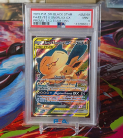 Pokemon PSA 9 EEVEE & SNORLAX GX #SM169 Sun & Moon Black Star Promo - Image 1