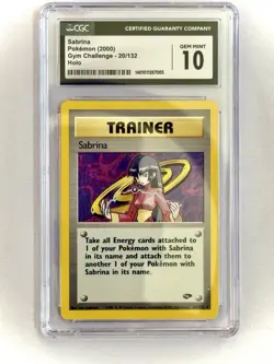 2000 Pokemon TCG Sabrina Holo 20/132 Gym Challenge CGC 10 - Image 1