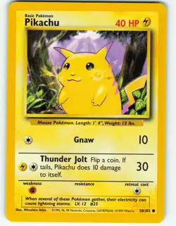 Pikachu - 58/102 Base Set - Pokemon TCG - 1999 - Image 1