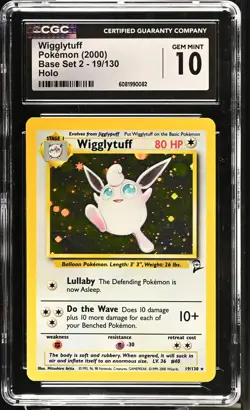 2000 Pokemon Base Set 2 Wigglytuff Holo CGC 10 #19/130 - Image 1
