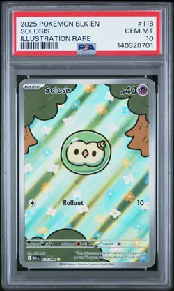 2025 POKEMON BLK EN-BLACK BOLT ILLUSTRATION RARE #118 SOLOSIS PSA 10 - Image 1