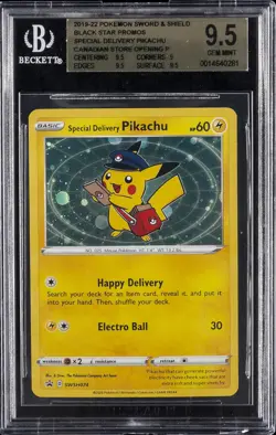 2020 POKEMON SWSH BLACK STAR PROMO #074 SPECIAL DELIVERY PIKACHU-HOLO BGS 9.5 - Image 1