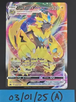 Pokemon TCG Zeraora VMAX Crown Zenith 054/159 Holo Ultra Rare English NM/M - Image 1