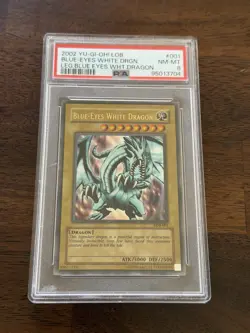 2002 YuGiOh Blue-Eyes White Dragon LOB-001 Ultra Rare PSA 8 - Image 1