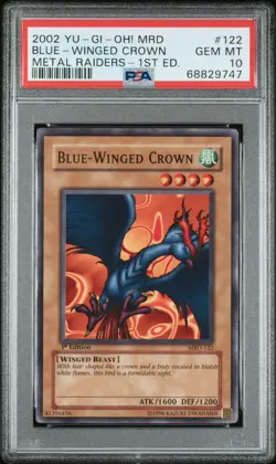 2002 Yu-Gi-Oh! Blue Winged Crown Metal Raiders MRD 1st Edition Common PSA 10 - Image 1
