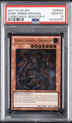 2011 YU-GI-OH! TURBO PACK: BOOSTER SIX #EN000 DARK ARMED DRAGON PSA 10 - Image 1