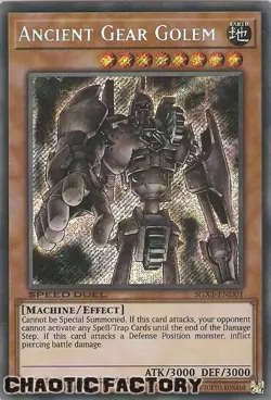 YUGIOH SGX1-END01 Ancient Gear Golem Secret Rare 1st Edition NM - Image 1