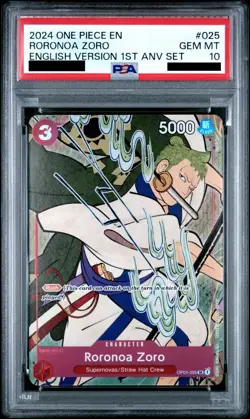Roronoa Zoro (English Version 1st Anniversary Set) OP01-025 One Piece PSA 10 - Image 1