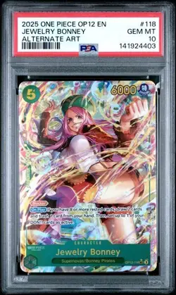 PSA 10 2025 ONE PIECE OP12 LEGACY OF THE MASTER #118 JEWELRY BONNEY ALT ART - Image 1