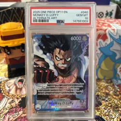 2025 One Piece OP11 #040 Monkey D. Luffy Alternate Art PSA 10 GEM MINT English - Image 1