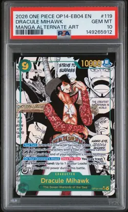Dracule Mihawk PSA 10 - OP14-119 - Manga Alternate Art - One Piece TCG - Image 1
