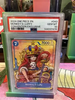 2024 One Piece EN Convention Exclusive #043 Monkey D. Luffy PSA 10 GEM MINT - Image 1