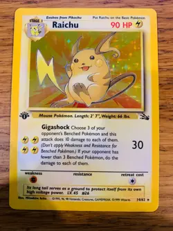 NM! 1st Edition Raichu (14/62) Holo Fossil Set Pokemon Card! FAST & FREE P&P! - Image 1