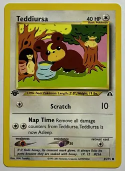 Teddiursa 65/75 (NM) 1st Edition Common Neo Discovery 2002 WOTC Pokemon Card - Image 1