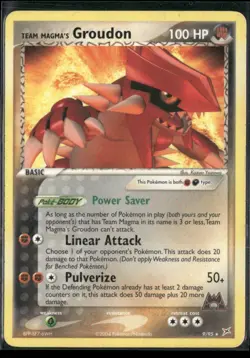 Team Magma's Groudon 9/95 EX EX Team Magma vs Team Aqua Pokemon English Card MP - Image 1