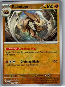 Kabutops 141/165 Reverse Holo SV: Scarlet & Violet 151 - Pokemon Card - NM - Image 1