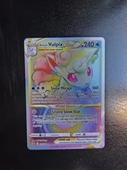 Alolan Vulpix VStar 197/195 Silver Tempest Rainbow Rare Holo Pokemon Card - NM - Image 1
