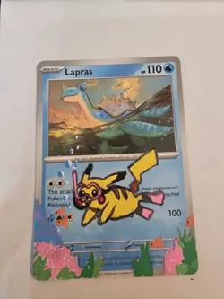 Pokemon Lapras & Pikachu Custom Art 031/189 hand painted - Image 1