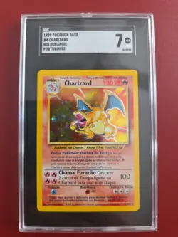 1999 Pokemon Portuguese Charizard Holo SGC 7 Base Set Unlimited 4/102 Card - Image 1